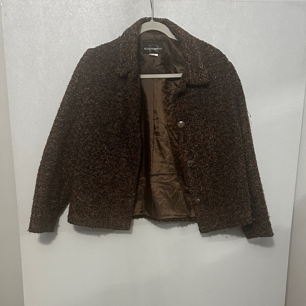 Requirements Brown Textured Button Front Jacket - image 2
